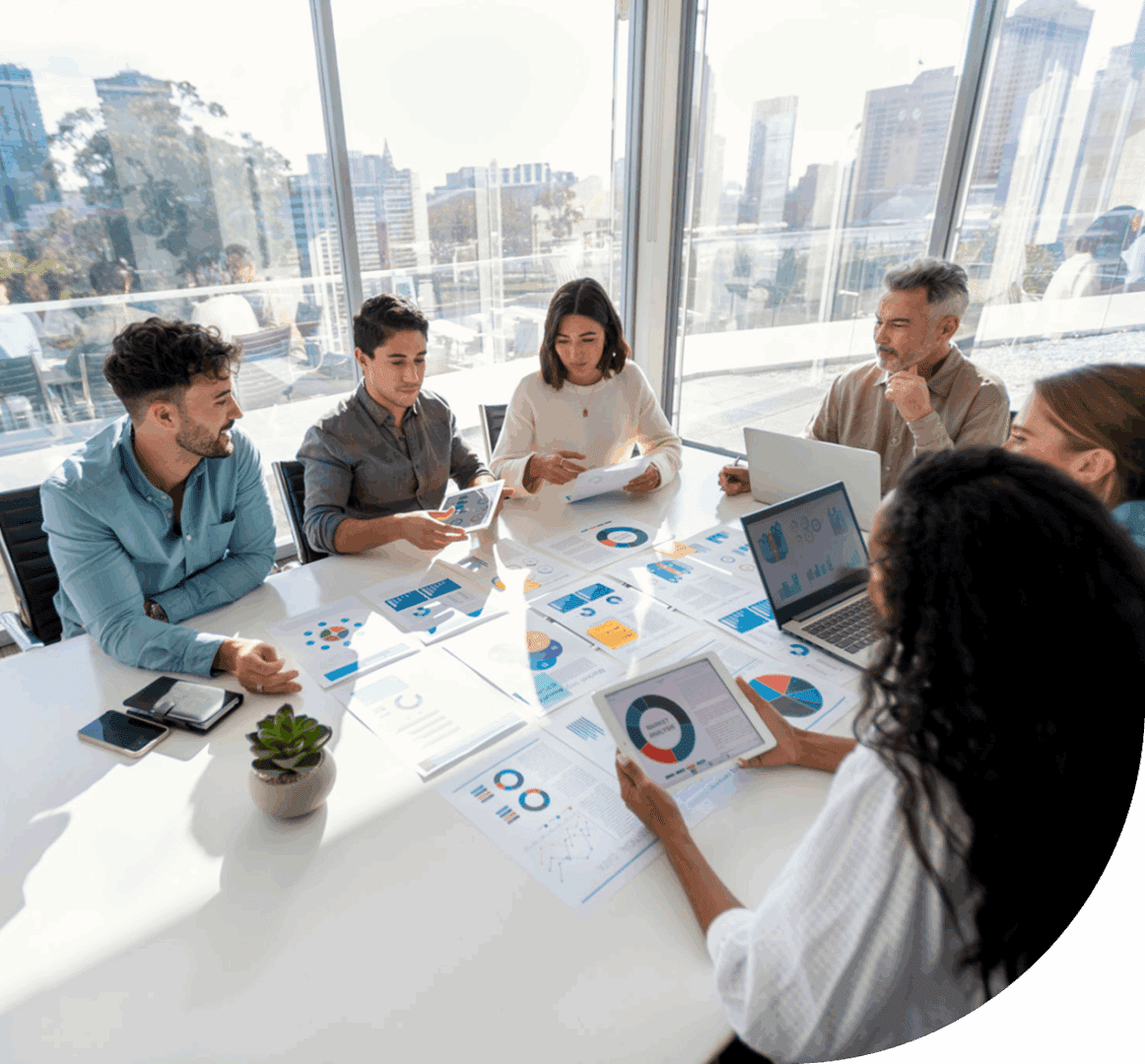 Team meeting in a bright office